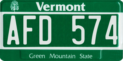 VT license plate AFD574
