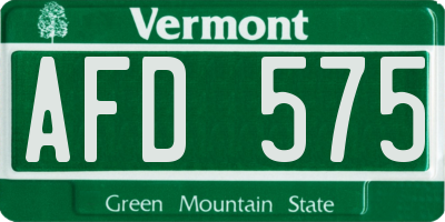 VT license plate AFD575