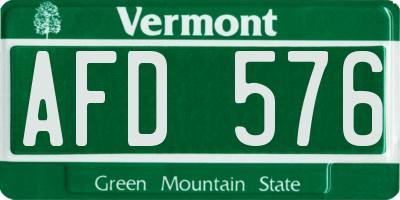 VT license plate AFD576