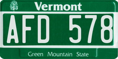 VT license plate AFD578