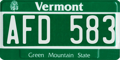 VT license plate AFD583