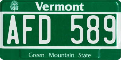 VT license plate AFD589