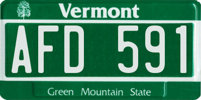 VT license plate AFD591
