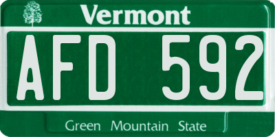 VT license plate AFD592