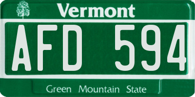 VT license plate AFD594