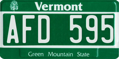VT license plate AFD595