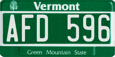 VT license plate AFD596