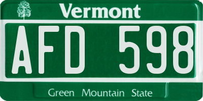 VT license plate AFD598