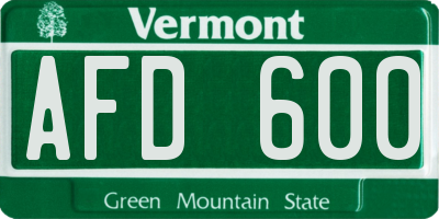 VT license plate AFD600