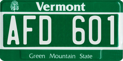 VT license plate AFD601