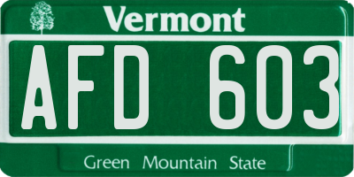 VT license plate AFD603