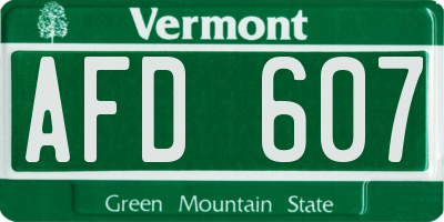 VT license plate AFD607