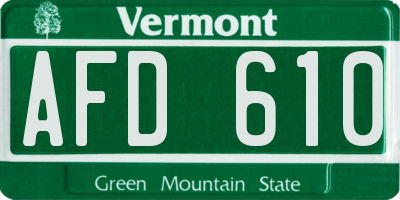 VT license plate AFD610