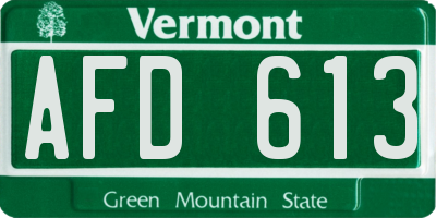 VT license plate AFD613
