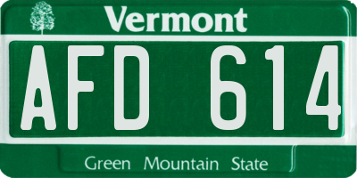 VT license plate AFD614