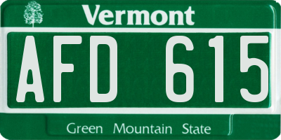 VT license plate AFD615