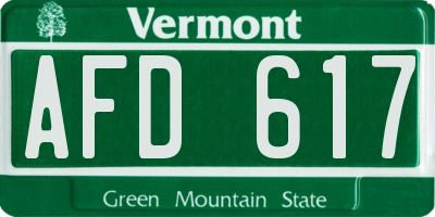 VT license plate AFD617