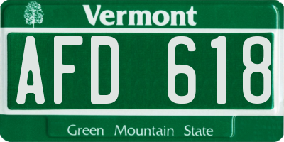 VT license plate AFD618