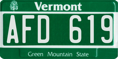 VT license plate AFD619