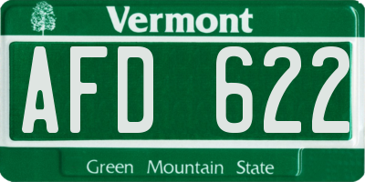 VT license plate AFD622