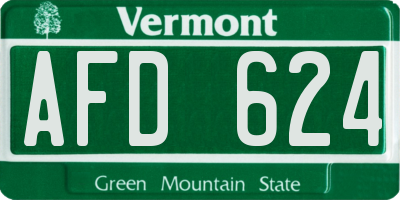 VT license plate AFD624