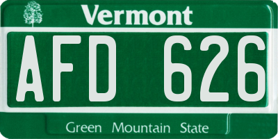 VT license plate AFD626