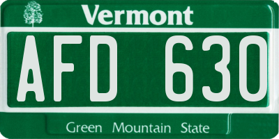 VT license plate AFD630