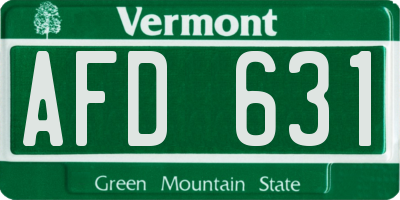 VT license plate AFD631