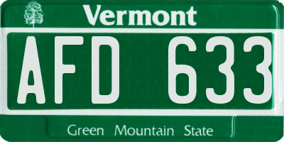 VT license plate AFD633