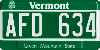VT license plate AFD634