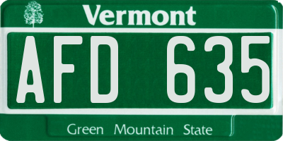 VT license plate AFD635