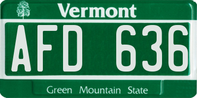 VT license plate AFD636