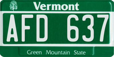 VT license plate AFD637