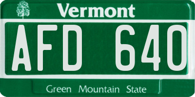 VT license plate AFD640