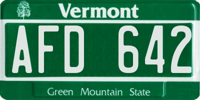 VT license plate AFD642