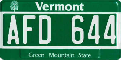 VT license plate AFD644