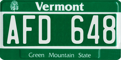 VT license plate AFD648