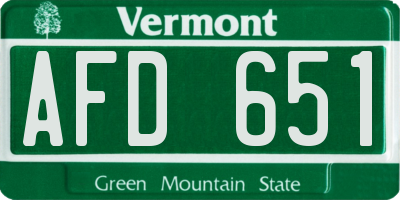 VT license plate AFD651