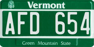 VT license plate AFD654
