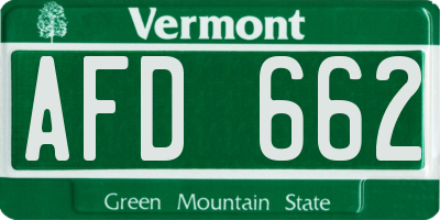 VT license plate AFD662
