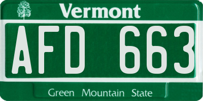 VT license plate AFD663