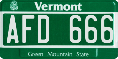 VT license plate AFD666