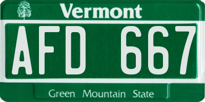 VT license plate AFD667
