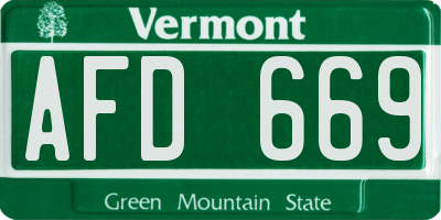 VT license plate AFD669