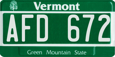 VT license plate AFD672