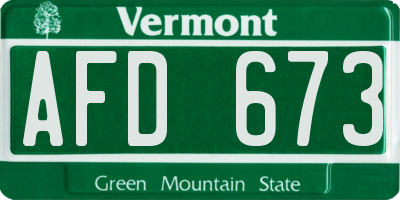 VT license plate AFD673
