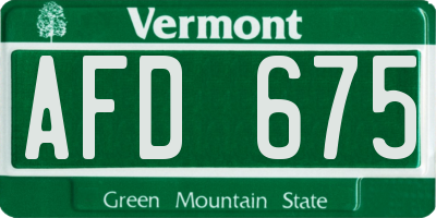 VT license plate AFD675