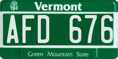 VT license plate AFD676