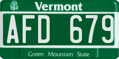 VT license plate AFD679