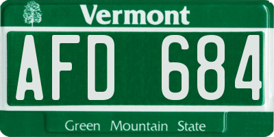 VT license plate AFD684